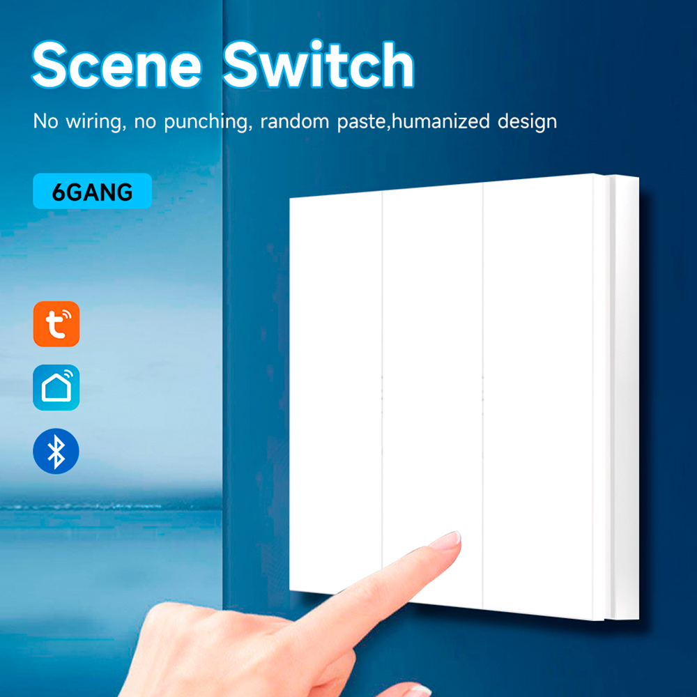 Tuya ZigBee Smart Scene Switch 6 Button Switch Home Assistant Tuya Smart Home 6 Keys Switch Compatible with Alexa Home