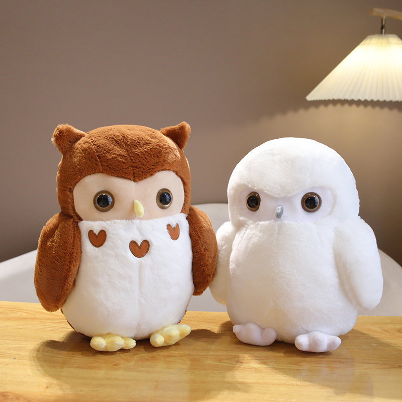 Hot 1pc 30cm/40cm Stuffed Couple Owl Doll Simulation Animal Toy Cute Bird Brown White Cartoon Plush Children Girls
