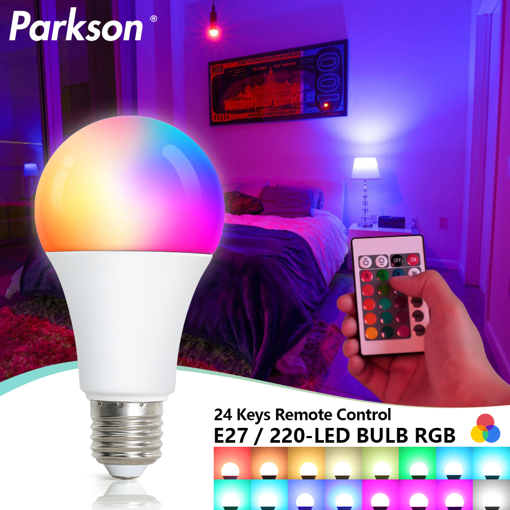 220V E27 RGB LED Light Bulb Bombillas LED 5W 10W 15W IR Remote Control Changeable Colorful RGBW Led Lamp Spotlight Bulb