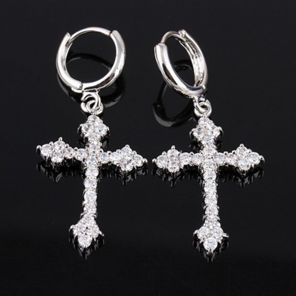 1 Pairs of Cross Earrings Fashionable Ear Ornaments White Cross Earrings Perfect Birthday Gift Holiday Gift