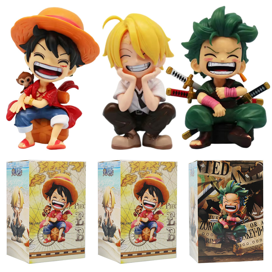 13cm Anime Figure One Piece Monkey D Luffy Roronoa Zoro Kawaii Toys Q Figural Nendoroid Car Decoration PVC Model