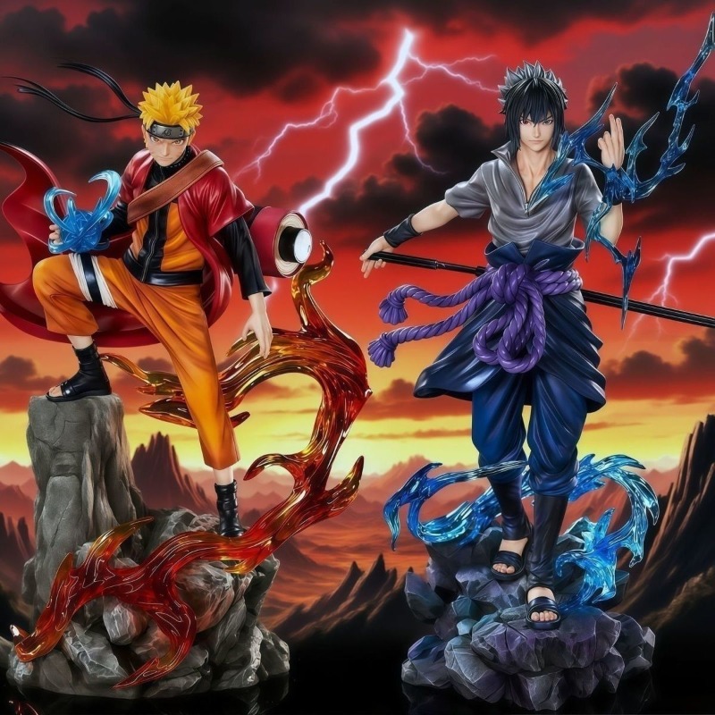New 22cm Anime Naruto Figure Uzumaki Naruto Uchiha Sasuke Action Statue Pvc Statue Desktop Ornament Collectible Model Toy