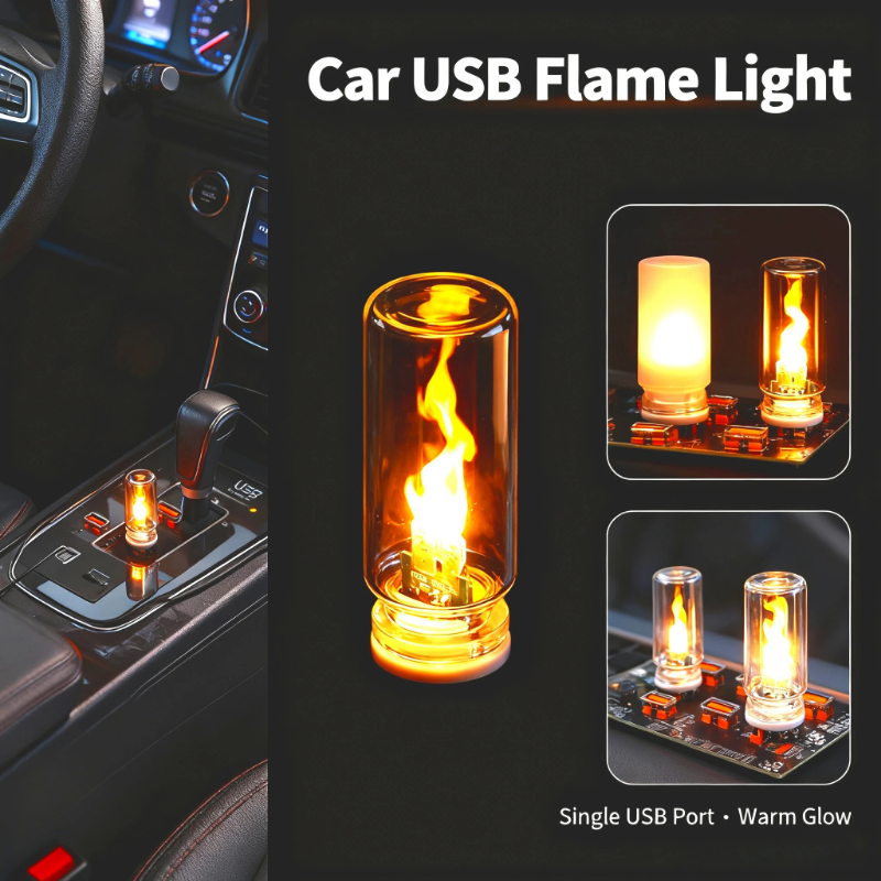 Flame Type USB LED Night Light Frosted Clear Glass Flickering Dynamic Flame Light Touch Control Mood Lighting for Car Home Lamp