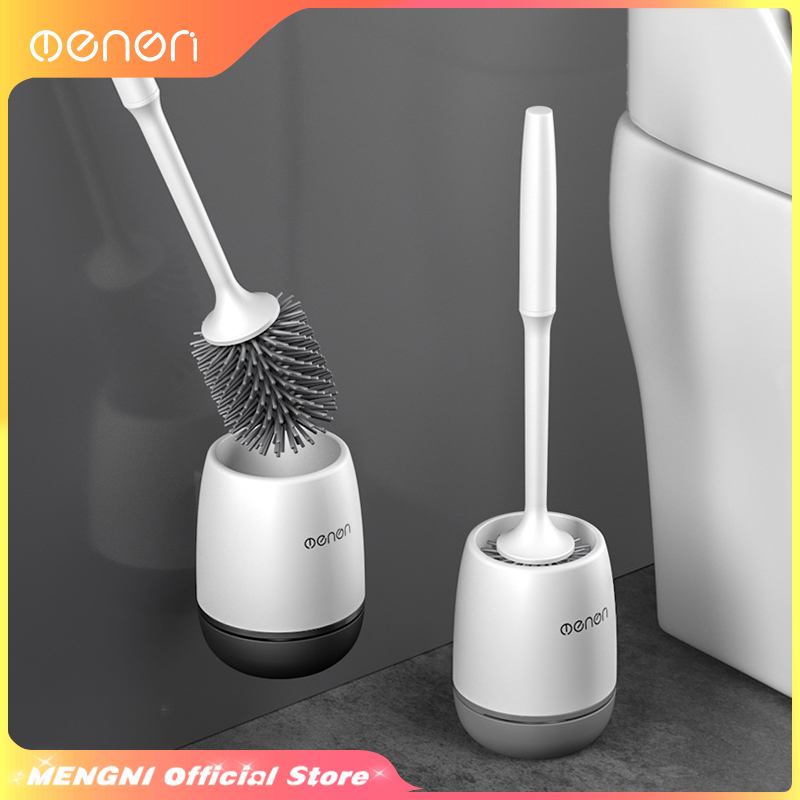 1PC Black Wall Mounted Silicone Flat Head Cleaner Set Toilet Cleaning Brush Bathroom