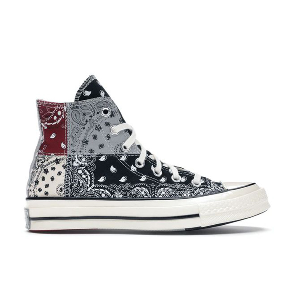 Black Bandana Lightweight Ankle Cut Printed Casual Sneakers Shoes For Men