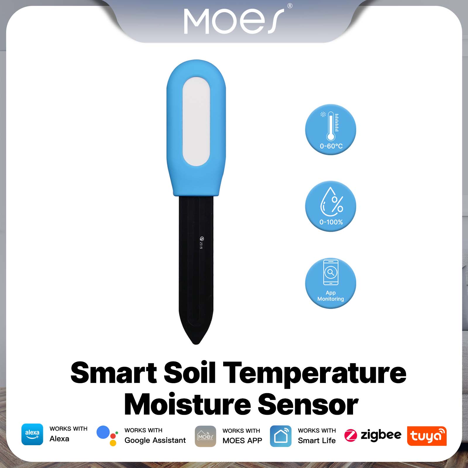 MOES Tuya Smart ZigBee Soil Temperature Meter Moisture Humidity Sensor Plant Monitor Detector Garden Automation Irrigation