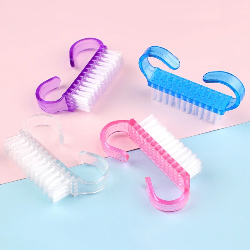 10pcs Plastic Nail Cleaning Brush Nail Dust Soft Remover For Nail Care Small Angle Mix Color Manicure Pedicure Nail Salon Tools
