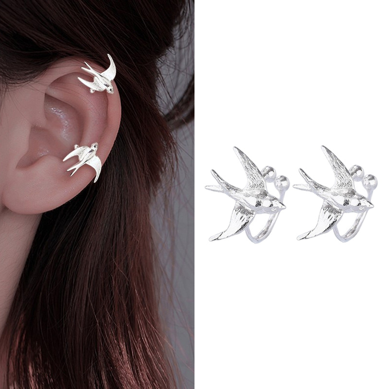 A Girl 1Pair Swallow Bird Clip on Earrings for Girls Cute Animal Chinese Style National Tide Earring Ladie Fashion Jewelry