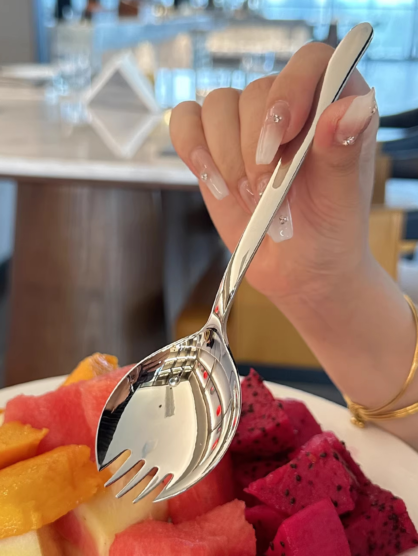 1pcs/2pcs Stainless Steel Salad Forks, 304 Stainless Steel Spork,Fork Reusable Fruit Appetizer Dessert Forks for Household Use
