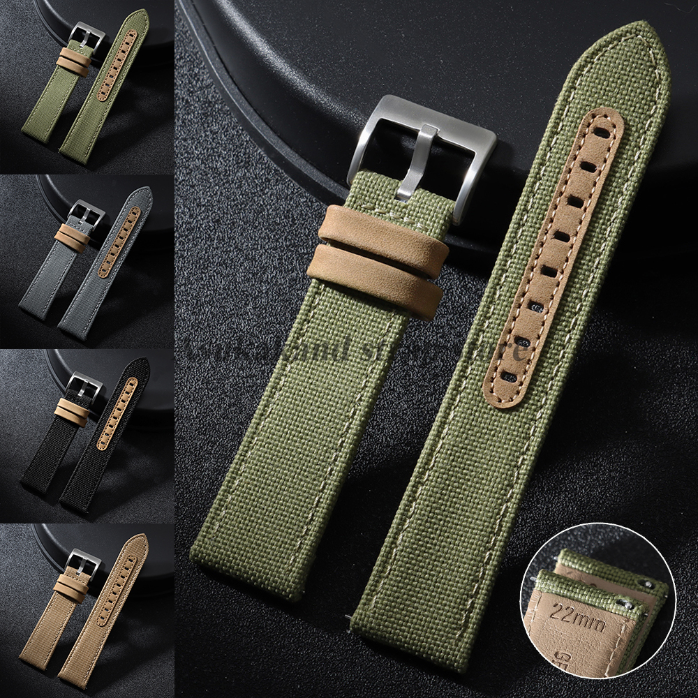 20mm 22mm Sailcloth Watch Strap for Samsung for Huawei Two-Sided Nylon Leather Watchband Quick Release Universal Men Sport Bands