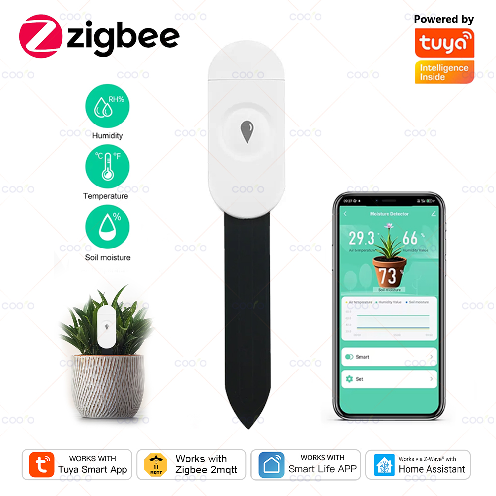 MOES Tuya ZigBee Soil Temperature Moisture Humidity Sensor Plant Monitor Garden Automation Irrigation Alert