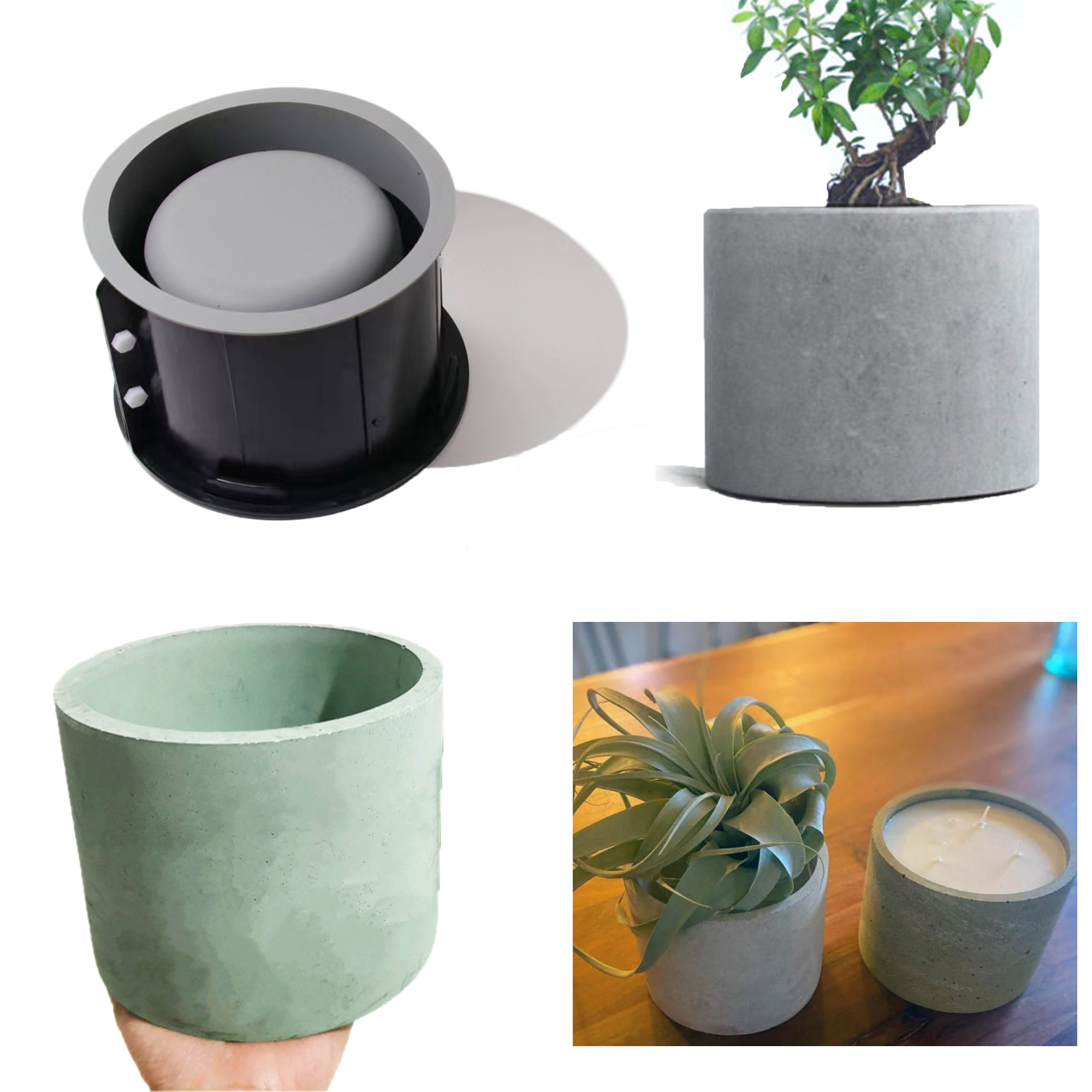Round Flower Pot Silicone Mold 12cm Square Terrazzo Candle Cup Mold DIY Garden Decoration Cement Crafts Making Storage Box Mold