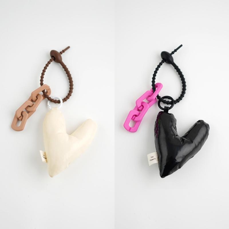Cute Love Heart Confession Keychain Women Niche Design Bag Bag Accessories Simple Cotton Filled Heart-shaped Pendant Key Lanyard