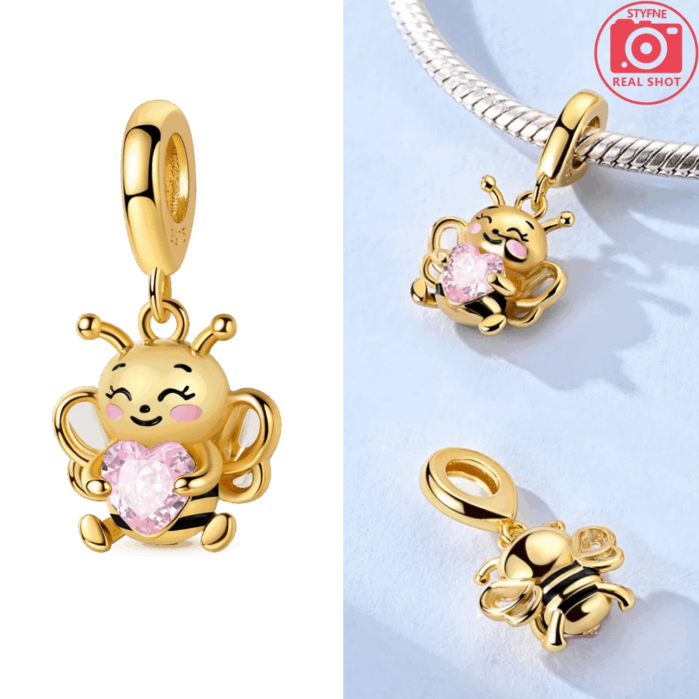 Charms 925 Sterling Silver Plated Cute Colorful Unicorn Purple Heart Beads Fit Original 925 For Women Jewelry DIY Making Gifts