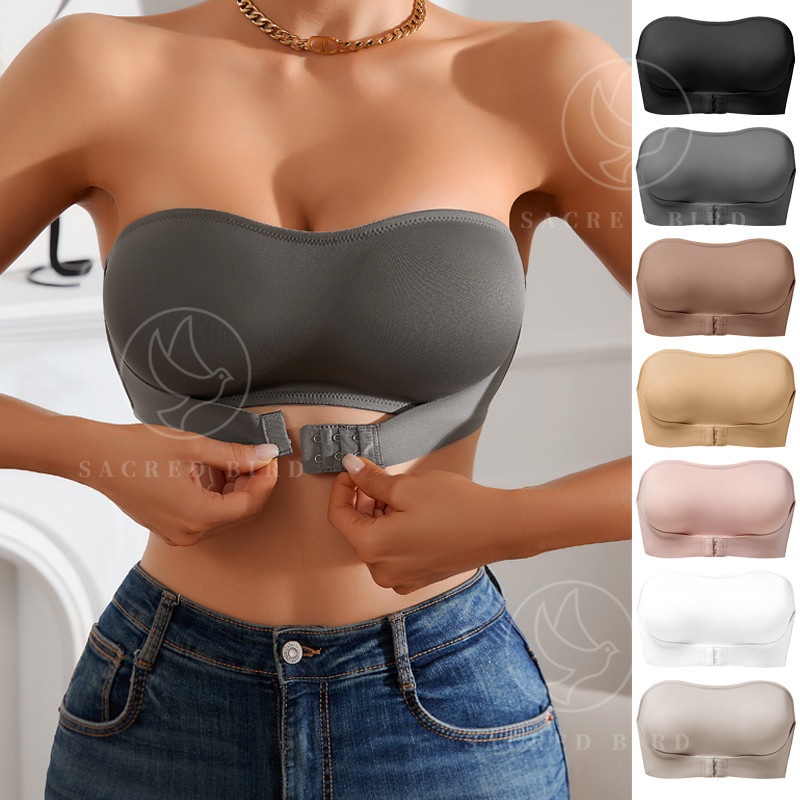 YMQJ Hot Sale New Design Effective Slip-proof Side One Piece Bralette Padded Ice Silk Seamless Strapless Bra For Women