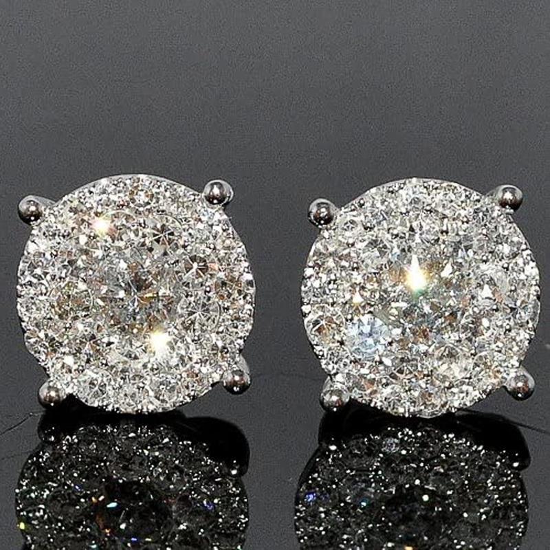 Huitan Modern Women's Stud Earrings Simple Stylish Design Wedding Engagement Fashion Accessories Fancy Brilliant CZ Jewelry