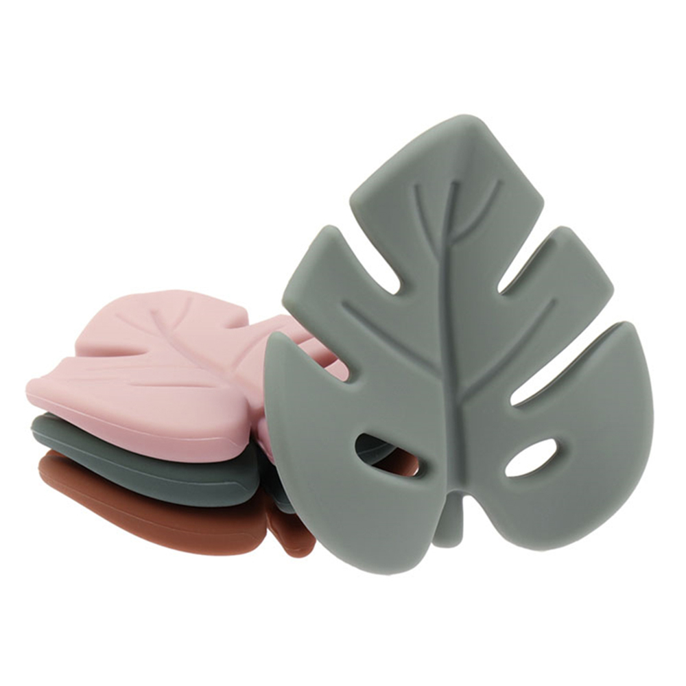 TYRY.HU 1PC Silicone Teether Baby Cartoon Leaf Shape Food Grade Silicone Teething Rattle for Newborn Care Infant Molar Toy
