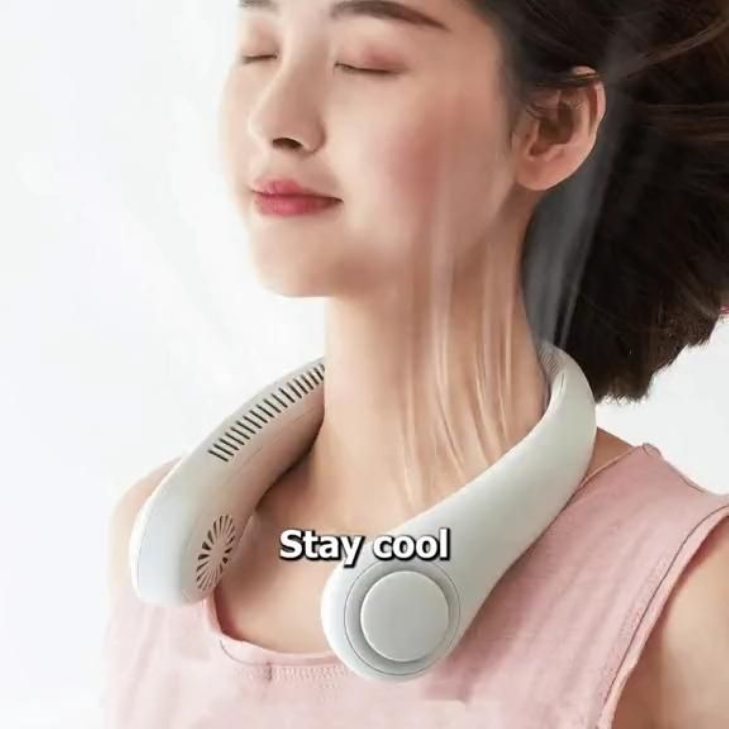 Allucky Bladeless Necklace Fan , Hands Free Bladeless Hanging Sport Fan Portable Neck Fan , Mini Neck-Hanging Double Fan Lazy Neckband Fan For Indoor Outdoor Home Sports Travel (White) By PG Store
