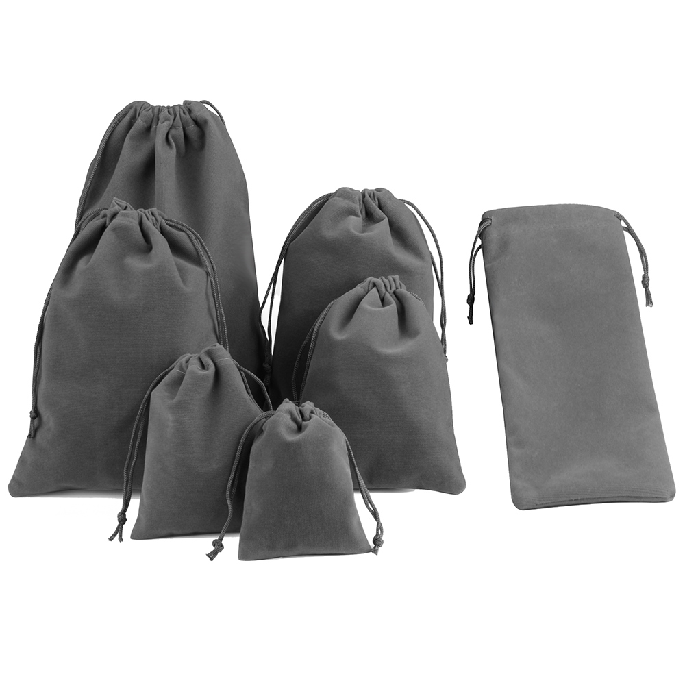 10Pcs/lot Deep Gray Velvet Bag All Size Jewelry Packing High Quality Velvet Drawstring Pouches Gift Bags For Wedding Party