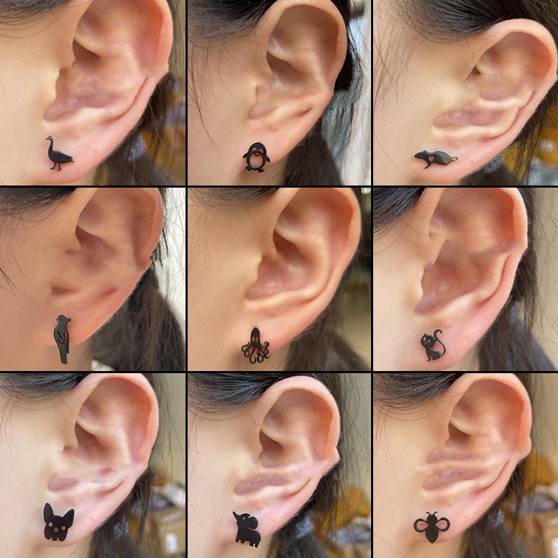 Cartoon Stainless Steel Bee Octopus Earrings for Women Mini Animal Ear Jewelry Girls Cute Elephant Penguin Earring Accessories