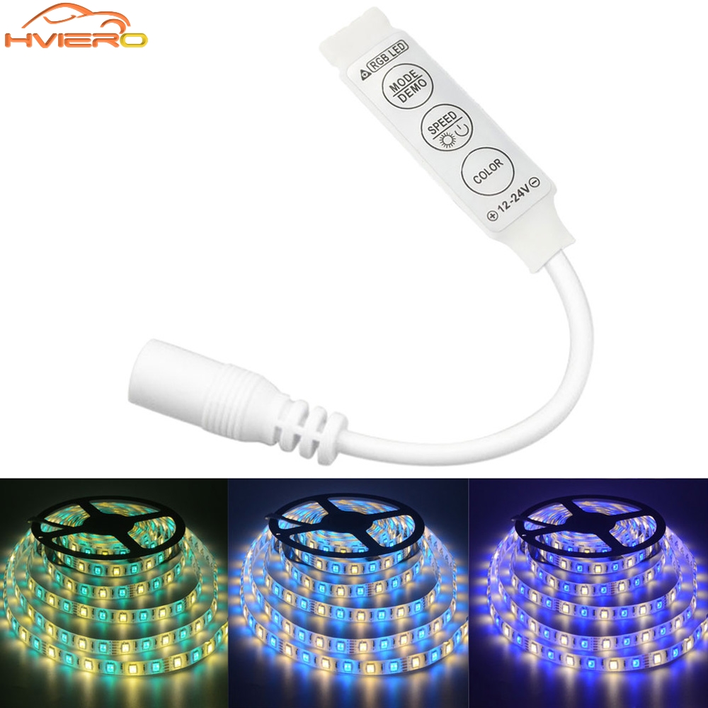 Controller Mini IR 3key LED Light Strip RGB Dimmer Switch DC 12-24V Seven Color Remote Connector Home Atmosphere Decoration Lamp