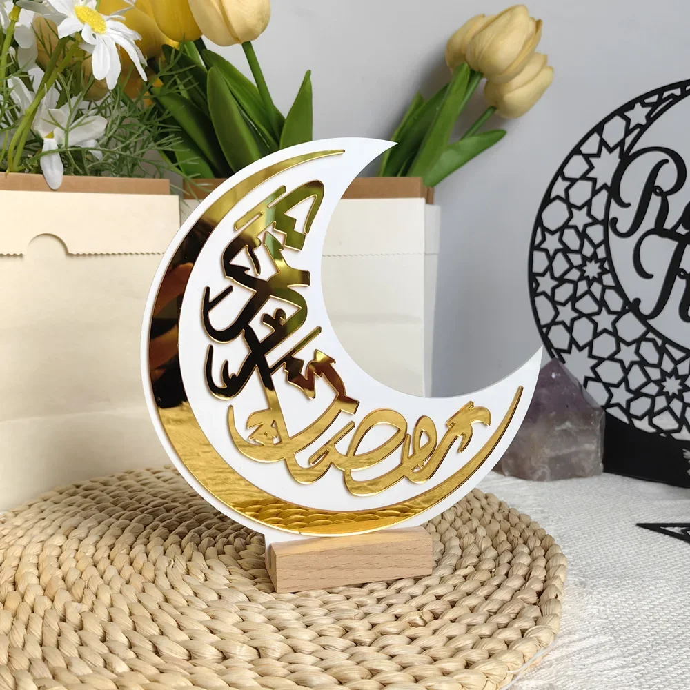 1 pc Moon acrylic mirror table ethnic style festival decoration home decoration desktop ornaments, Ramadan decoration, Eid decor