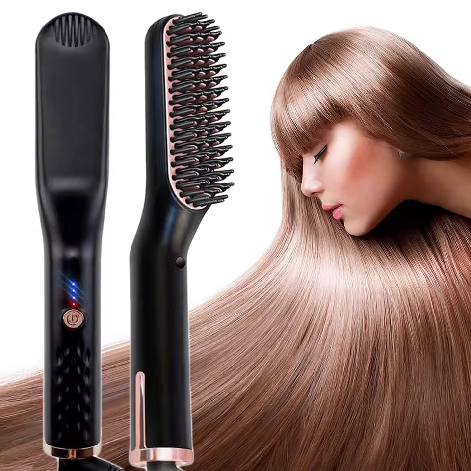 Anion Beard Straightener Curler Men Hot Hair Comb Brush Ceramic PTC Heating Beard Straightening 2 in 1 Antiscald Styler Tools