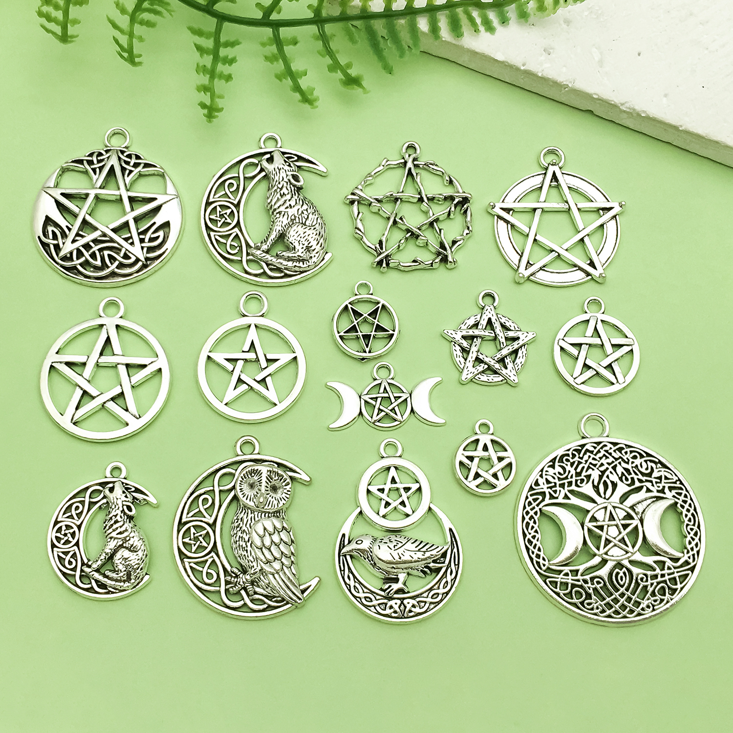 10/15pcs Hollow Pentagram Star, Bird Animal Charms Alloy Pendants for DIY Bracelet Necklace Earrings Jewelry Making Accessories