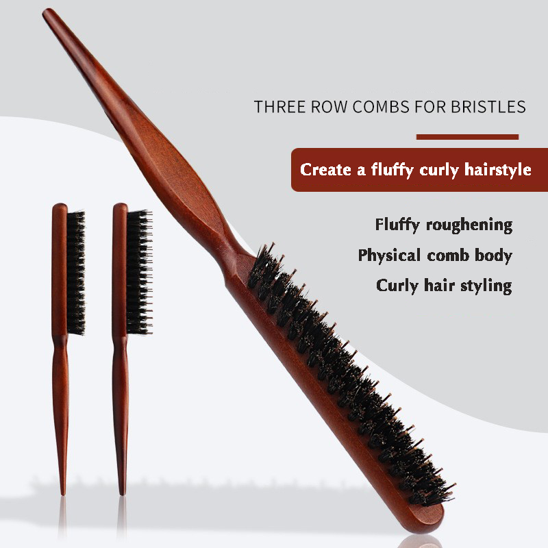 New Natural Boar Bristle Oval Hair Brush Comb Head Scalp Massage Comb Portable Horsehair Comb Fashion Styling Tool