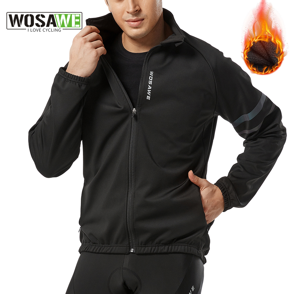 WOSAWE Winter Men's Cycling Jacket Waterproof Windproof Thermal Fleece Bike Jersey MTB Road Cycling Snowboarding Ski Jacket Coat