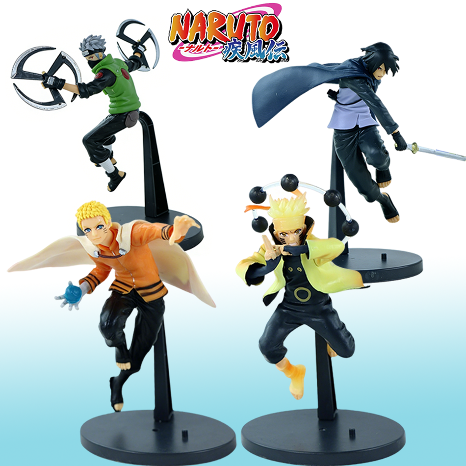 Hot 18-20cm Naruto Anime Figure Shippuden Uchiha Sasuke Hatake Kakashi Namikaze Minato Action Figure Collection Model Toys