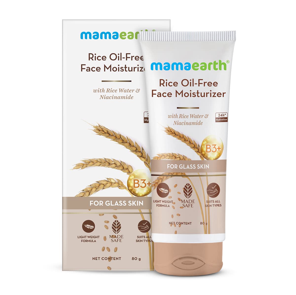 Mamaearth Rice Oil-Free Face Moisturizer for Oily Skin, With Rice Water & Niacinamide for Glass Skin - 80 g - image 1