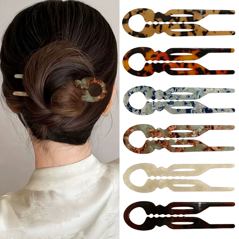 6PCS Women Fashion Acetate Hairpin Set Hair Retro Sticks Vintage Hair Chopsticks for Thick Long Hair