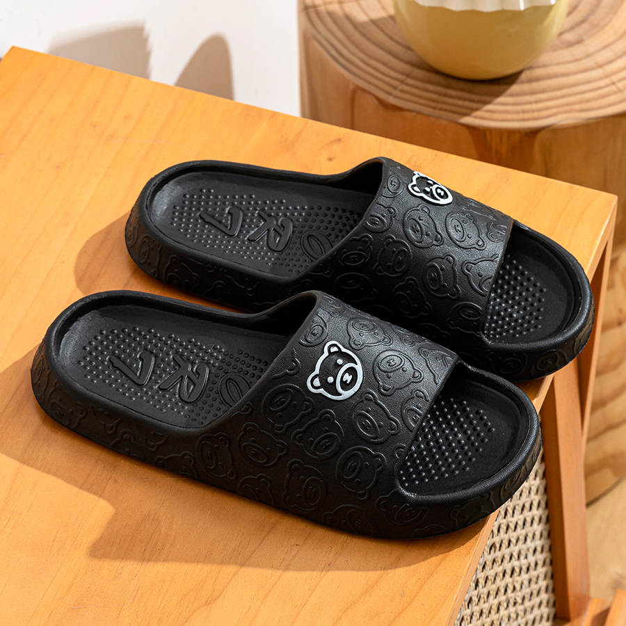 Fashion Men's Slippers Summer Indoor Printting Bear Bathroom Anti-slip Soft Sole Women Comfortable Homeshoes Couple