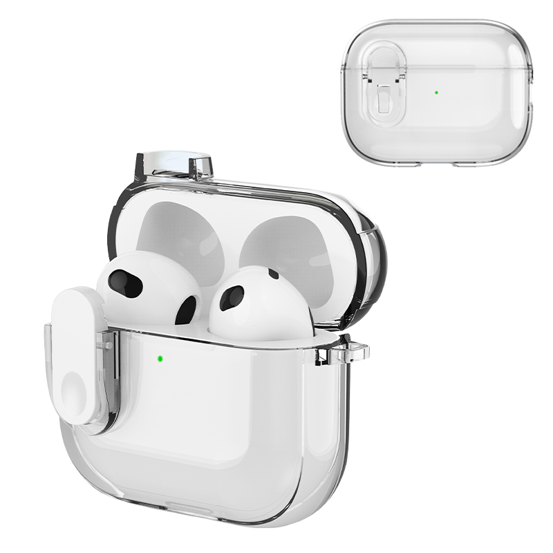 Transparent Crystal Wireless Bluetooth Earphone Case For Airpods 4 Pro 2 3 2and 1Case TPU Clear Switch Lock Box Cover with hook