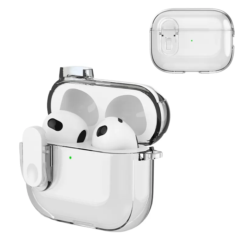 Transparent Crystal Wireless Bluetooth Earphone Case For Airpods 4 Pro 2 3 2and 1Case TPU Clear Switch Lock Box Cover with hook
