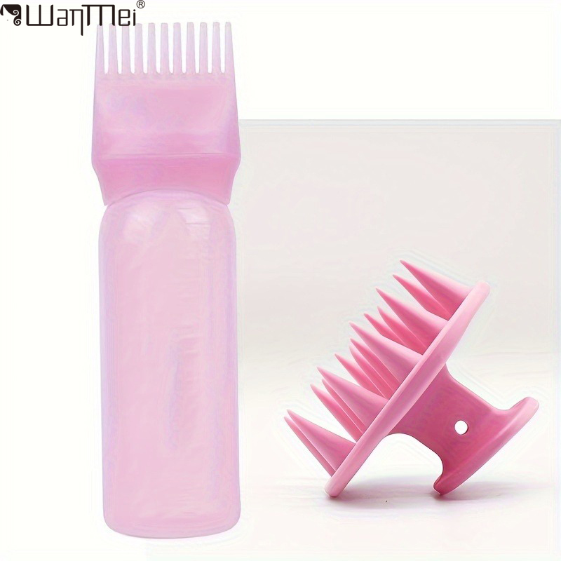 WANMEI 2pcs/set Silicone shampoo bottle PP Hair Dye Bottle With Aplicator, Oil Bottle Brush, Scalp Massage Brush Hair dye bottle