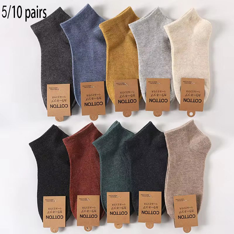 5/10 pairs Cotton Men Socks Pack Breathable Sock Set High Quality Short Socks Black Ankle Short For Man Size 39-44 Sox sock