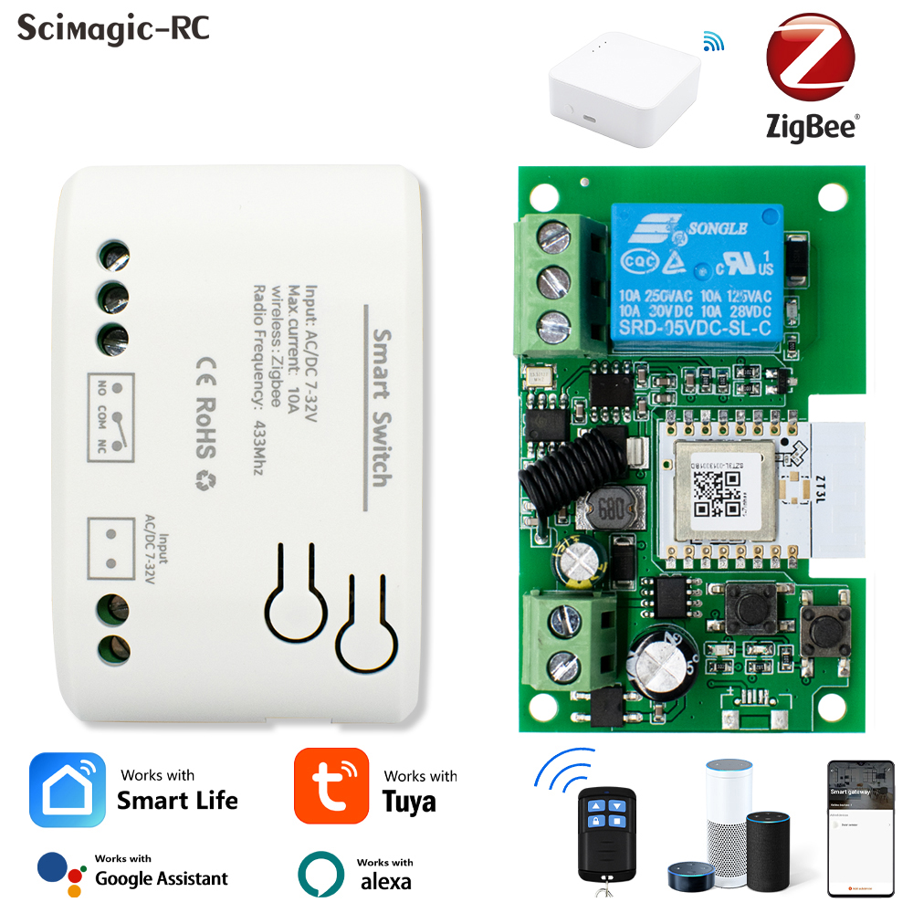 Tuya ZigBee 1CH/4CH Smart Relay Switch Module Smart Home Timer Countdown Works with Alexa Assistant Fireproof PC