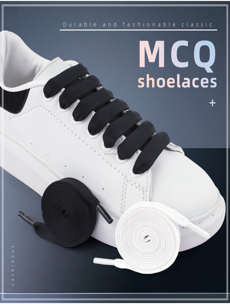 1.2cm width Flat Shoelaces Rainbow Shoelace MCQ Classic Casual White Shoes Laces Unisex Precision Weaving 100CM/120CM/140CM