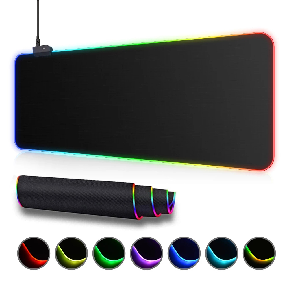 RGB Gaming Mouse Pad New 3D Geometry Desk Mat HD Gamer Accessories Large LED Light Mousepads PC Computer Carpet with Backlit