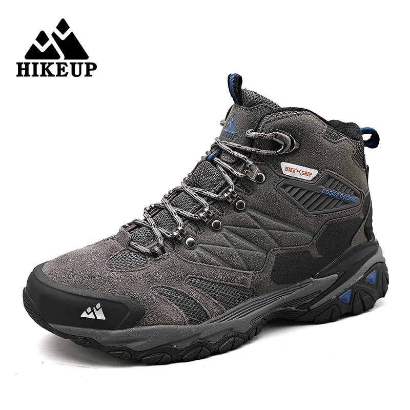 HIKEUP Winter Boot Men Outdoor Hiking Boots Suede High Top Leather Outdoor Trekking Sneakers Mens Mountain Tactical Boots Bles Online DZ-35A-17