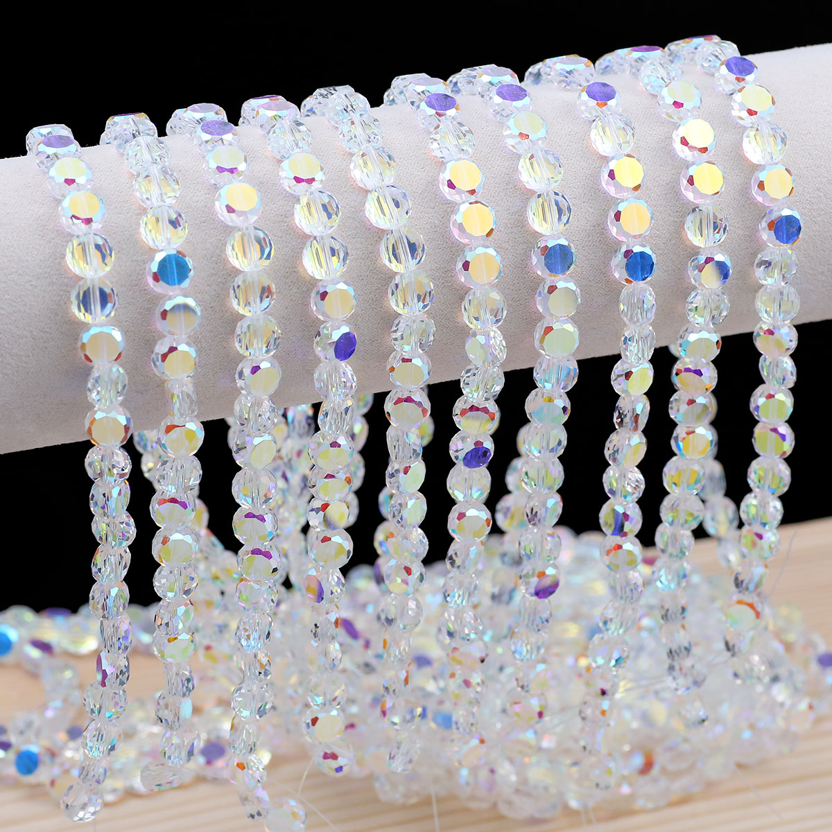 6mm Translucent AB Colorful Crystal Glass Spacer Flat Round Super Bright Loose Beads For Jewelry Making DIY Bracelet Accessor