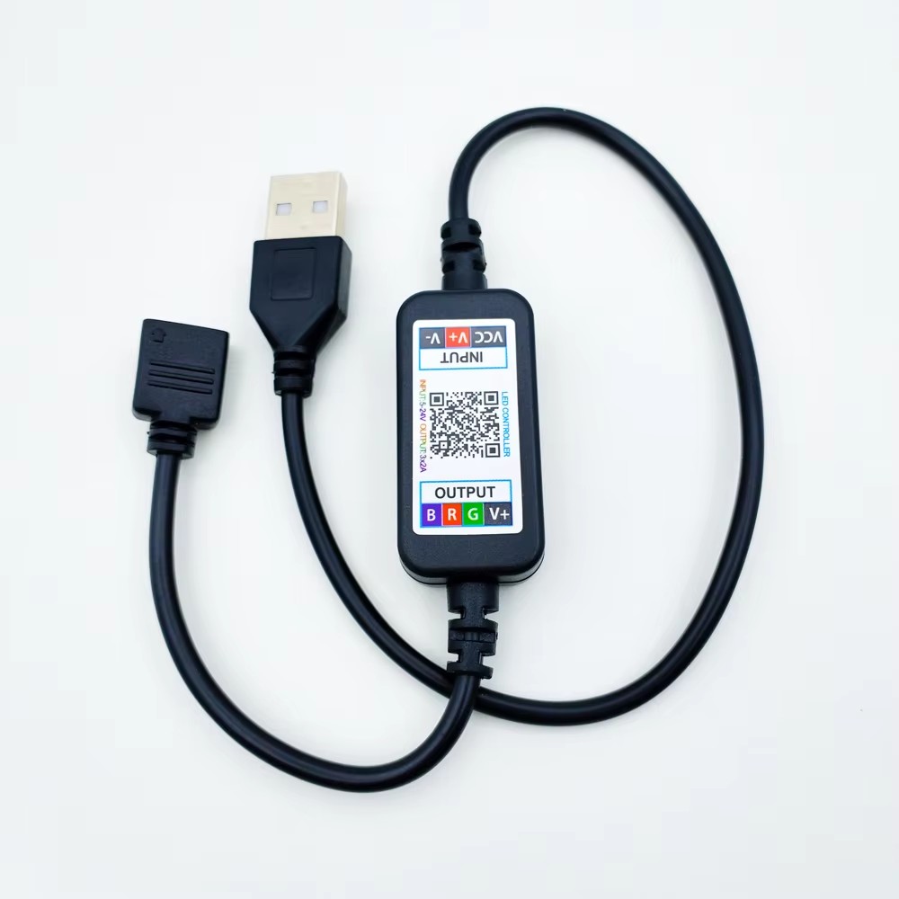 USB Bluetooth Music LED Controller 4-pin RGB 5V 24V Microphone Mode 1.6 Billion Color Toner Mini RGB Bar Light Controller BT001A