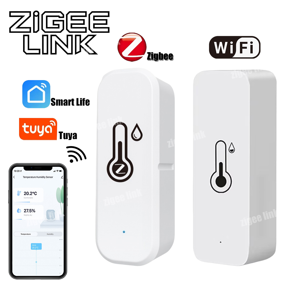 Tuya WIFI Smart Temperature Humidity Sensor Hygrometer Thermometer Backlight Smart Life Support Alexa Assistant