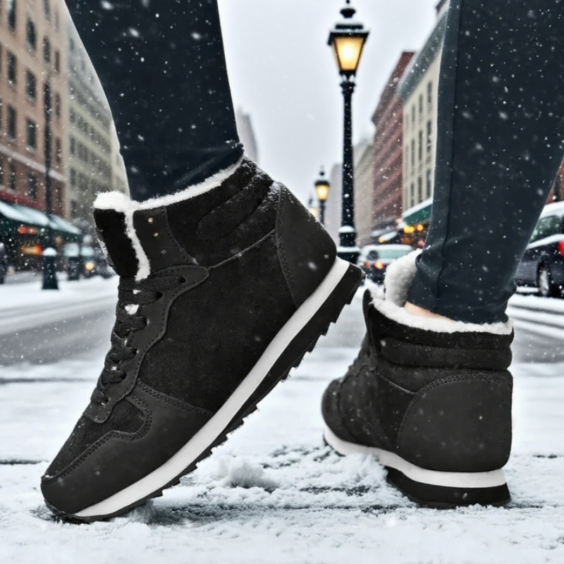 Women's Fashion Winter Boots Plush Lined High Top Design Anti Slip Rubber Outsole Snow Sneakers 2025 New Soft Winter Ankle Boots
