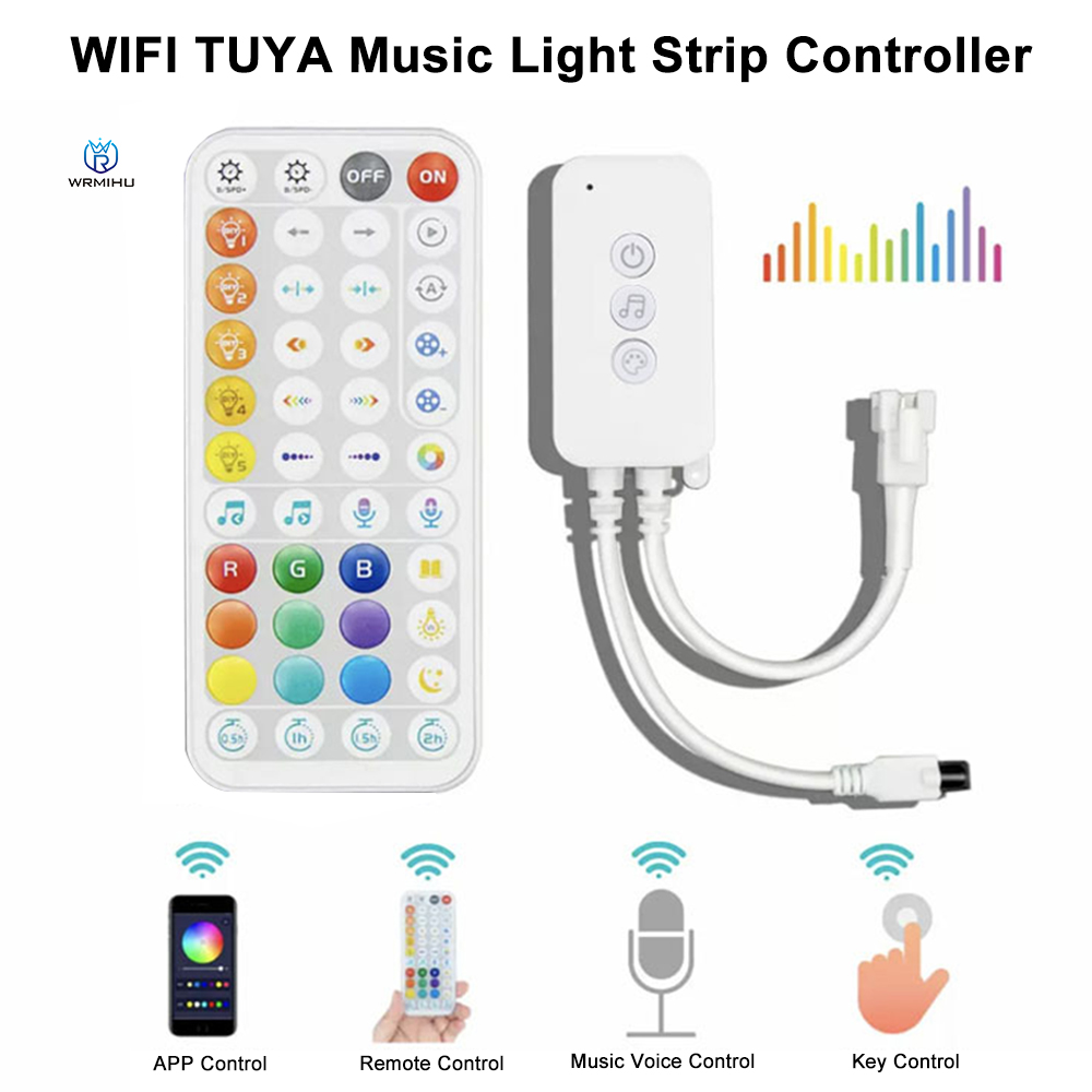 DC5-24V IR 44-Key Symphony RGBIC WIFI TUYA APP Full-Color Horse Racing Music LED SPI Controller For UCS1903 WS2812B Light Strip