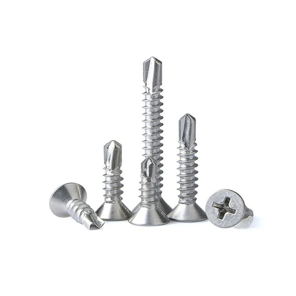 DIN7504P 304/316/410 Stainless Steel Cross Phillips Flat Head Self-tapping Drilling Screw Bolt M3.5 M3.9 M4.2 M4.8 M5.5 M6.3