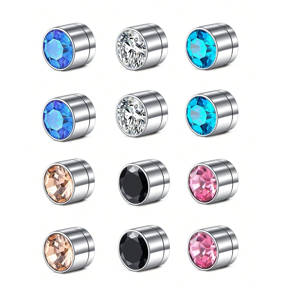 2Pcs CZ Dia 3-5mm Faux Non Pierced Ear Ring Ear Cuff Stainless Steel Fake Ear Ring Studs For Women Men No Piercing Body Jewelry