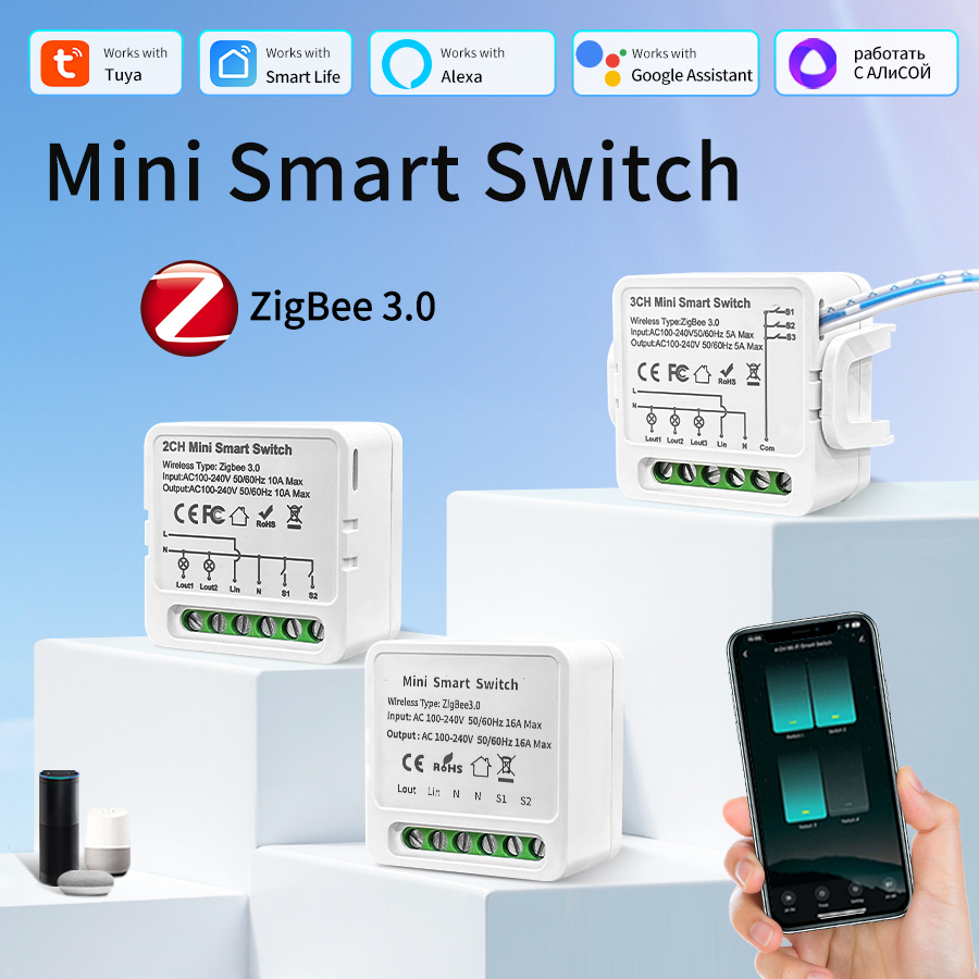 Tuya Zigbee 3.0 Smart Dimmers Switch Light Dimmer LED Switches Smart Life Works with Alexa Home Remote Breaker 100-240V